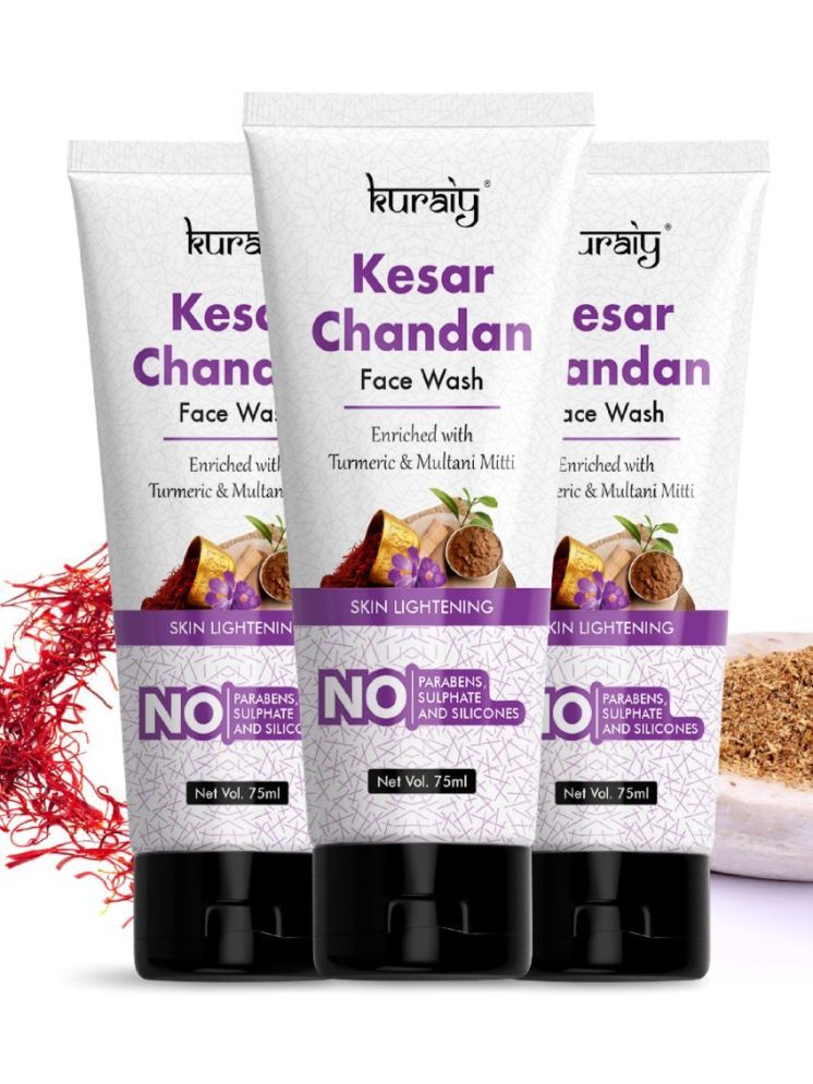     			KURAIY Kesar Chandan Face wash For Glowing Skin, All Skin Types 75ml Each (Pack of 3)