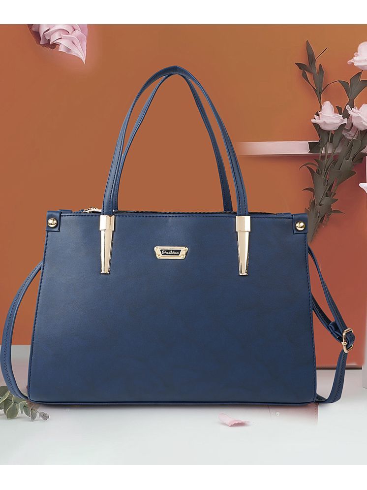     			Lookout Fashion Blue Faux Leather Shoulder Bag