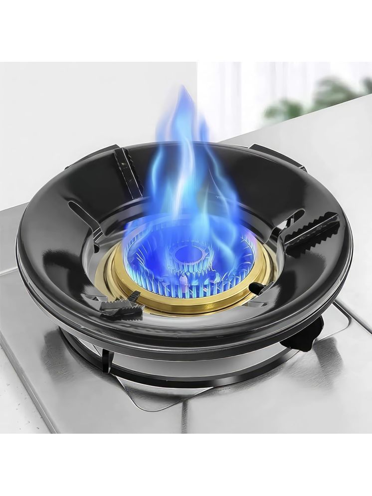     			RAMDEV ENTERPRISE Black Gas Saver Burner Stand Gas Chula Burner Gas Saver Stand Jali Ring Fire & Windproof Energy Saving, Gas Chula Support Stand 4 Legs Supported For Indian Gas 0.7Mm (Pack Of 1) Black - Metal.