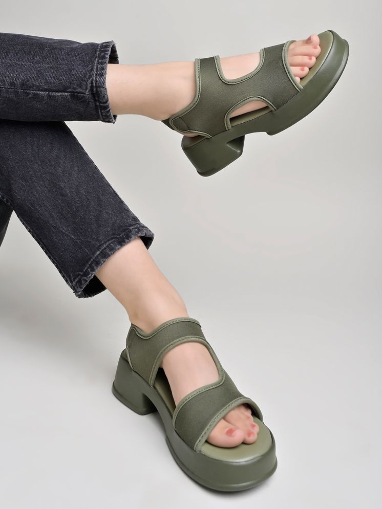     			Shoetopia Green Women's Sandal Heels