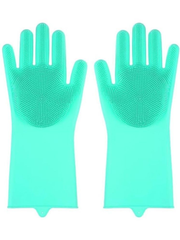     			Shopeleven Green Rubber Free Size Cleaning Gloves ( Pack of 1 )