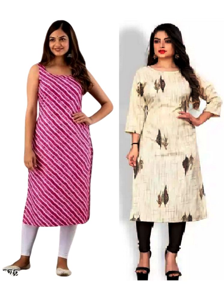     			VACHHARAJ GROUP Crepe Printed A-line Women's Kurti - Pink,Grey ( Pack of 2 )