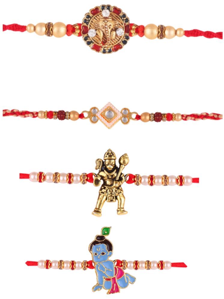     			Vighnaharta  cartoon and religious Pearls rakhi combo Kids Rakhi and Lovely Brother pack of 4[VFJ1191-1188-1138-1147RKG]