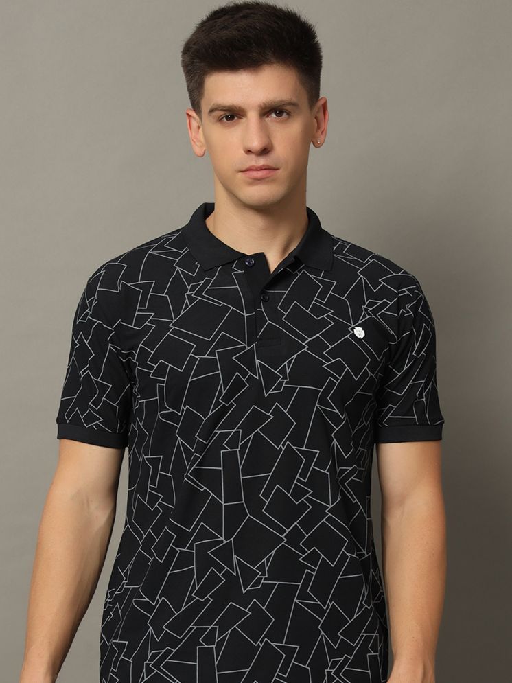     			WESTMAN Cotton Blend Regular Fit Printed Half Sleeves Men's Polo T Shirt - Black ( Pack of 1 )