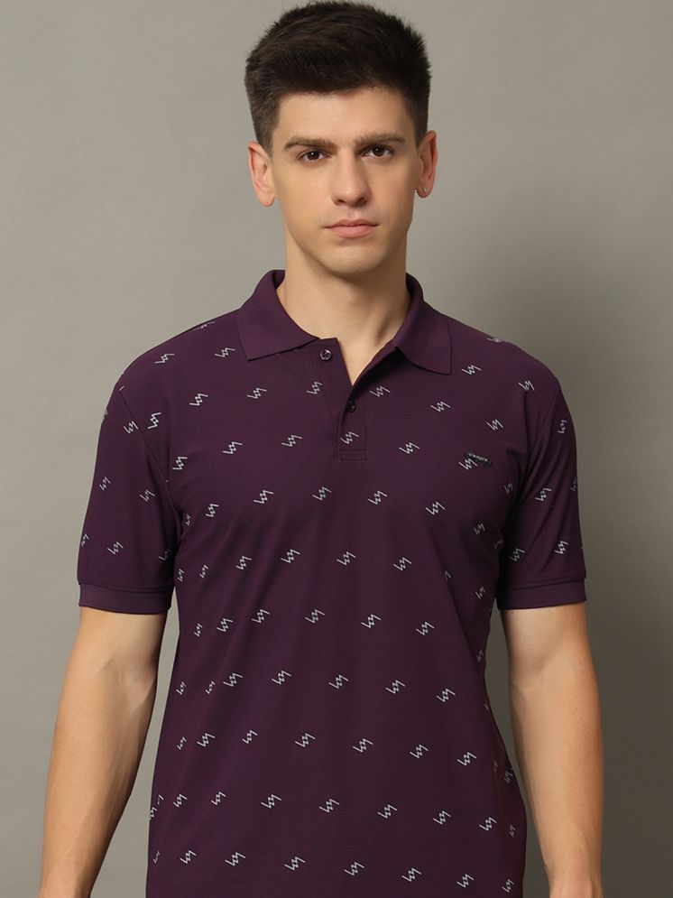     			WESTMAN Cotton Blend Regular Fit Printed Half Sleeves Men's Polo T Shirt - Purple ( Pack of 1 )