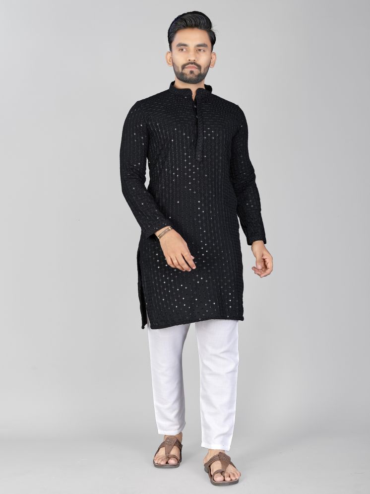     			allan peter Black Cotton Blend Men's Regular Kurta ( Pack of 1 )