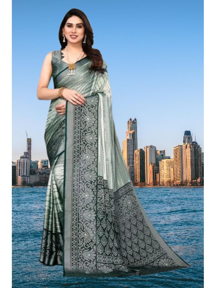     			mahalaxmi fab Brasso Printed Saree With Blouse Piece - Green,Grey ( Pack of 1 )