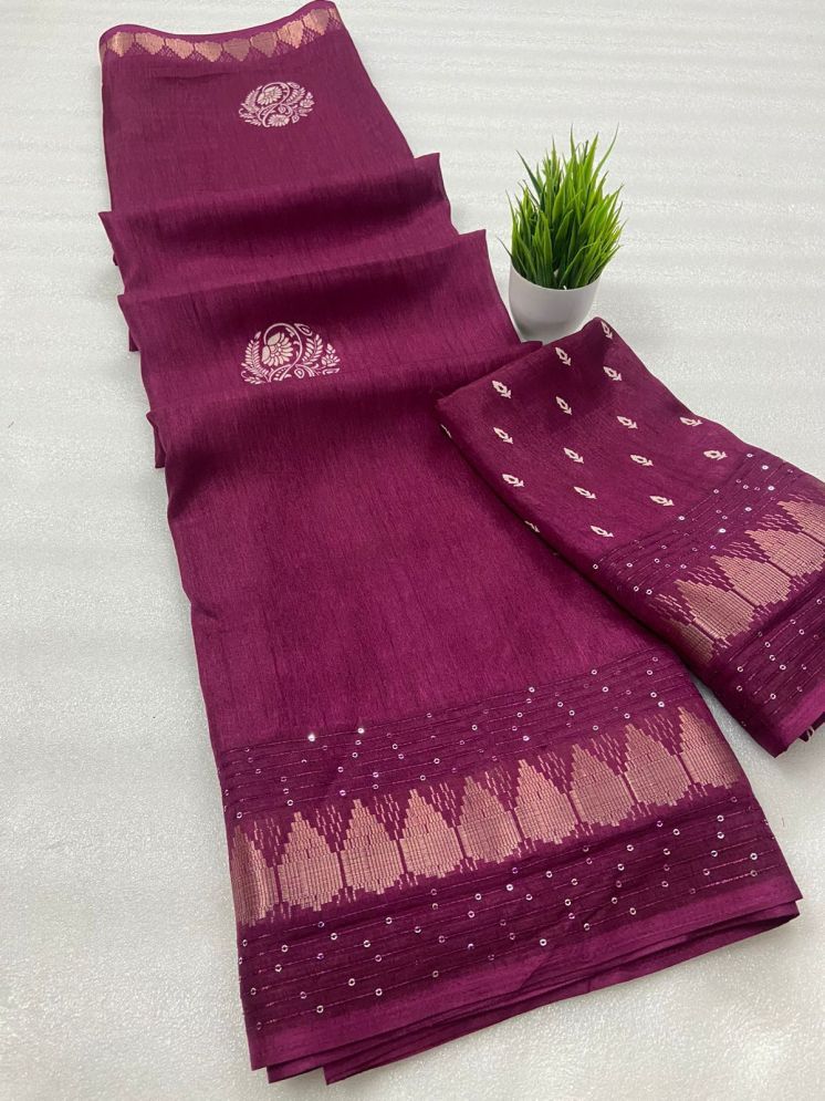     			Bhuwal Fashion Art Silk Embellished Saree With Blouse Piece - Magenta ( Pack of 1 )