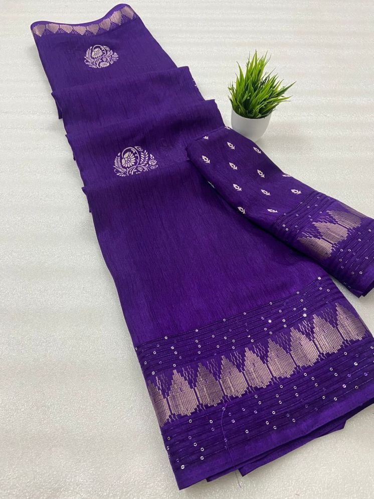     			Bhuwal Fashion Art Silk Embellished Saree With Blouse Piece - Purple ( Pack of 1 )