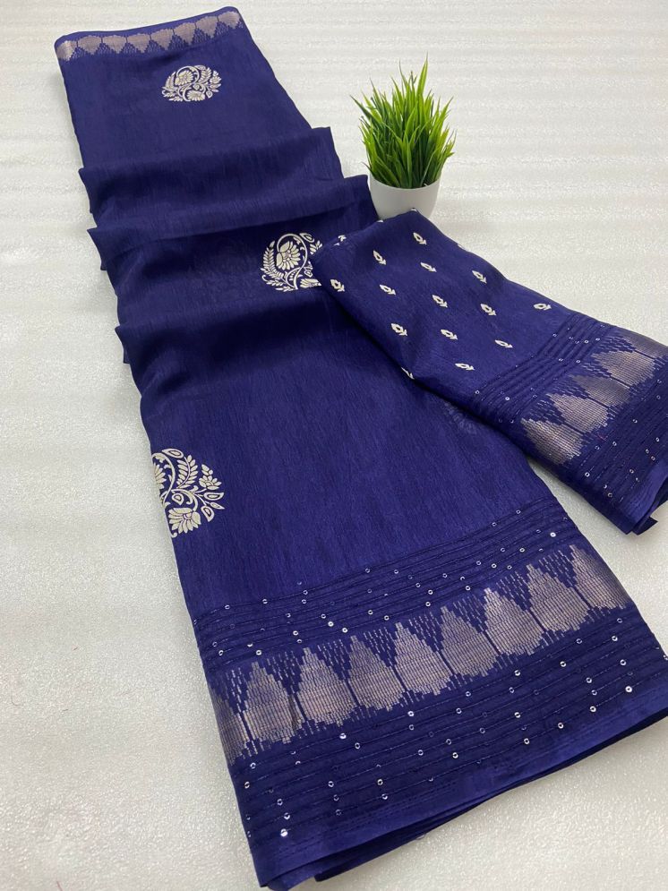     			Bhuwal Fashion Art Silk Printed Saree With Blouse Piece - Navy Blue ( Pack of 1 )