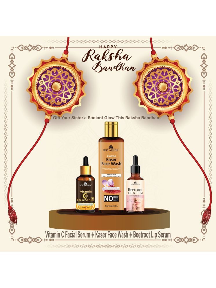     			Bon Austin Vitamin C20% Facial Serum 30ml, Glowing  Kaser Face wash 200ml & Beetroot Lip Serum 30ml - Set of 3 Items