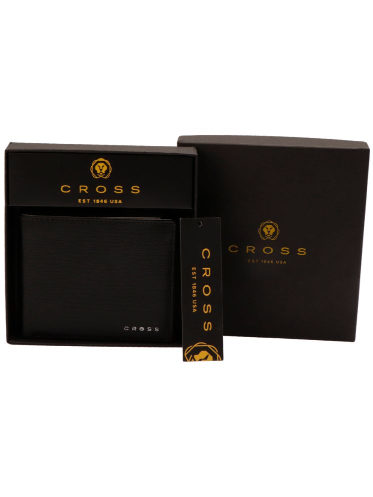     			Cross Black Leather Men's Two Fold Wallet ( Pack of 1 )