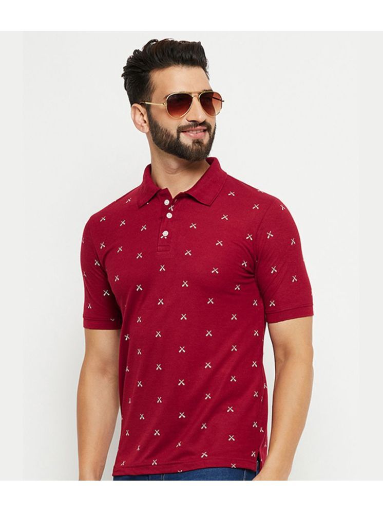     			DENNIN Cotton Blend Regular Fit Printed Half Sleeves Men's Polo T Shirt - Maroon ( Pack of 1 )