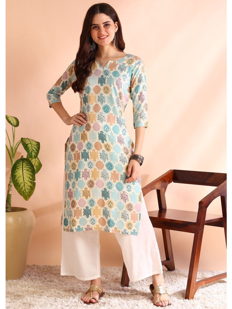     			DSK STUDIO Viscose Printed Straight Women's Kurti - Turquoise ( Pack of 1 )