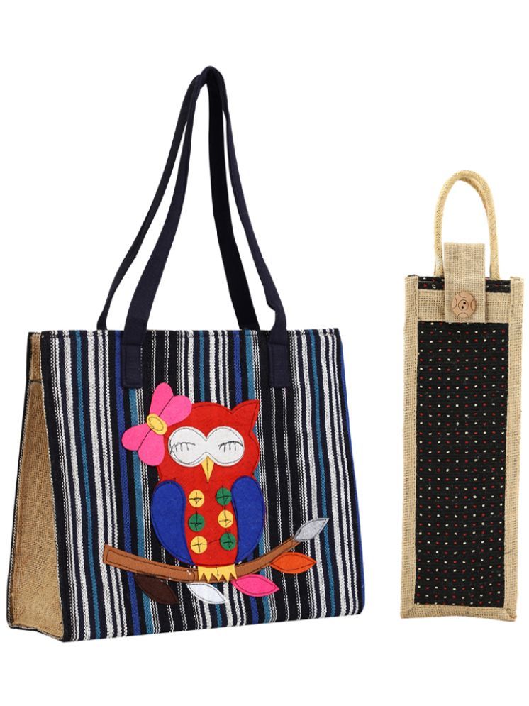     			ENSAC Black Jute Tote Bag