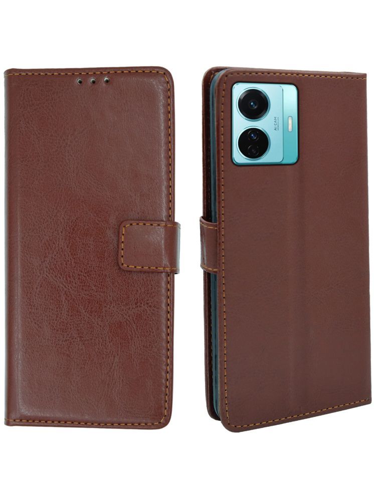     			ERAFLABBY Brown Flip Cover Artificial Leather Compatible For Vivo T1 Pro 5G ( Pack of 1 )