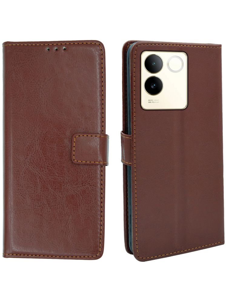     			ERAFLABBY Brown Flip Cover Artificial Leather Compatible For Vivo T2 Pro 5G ( Pack of 1 )