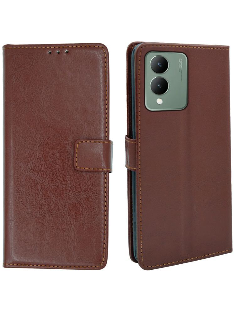     			ERAFLABBY Brown Flip Cover Artificial Leather Compatible For Vivo Y17s 4G ( Pack of 1 )