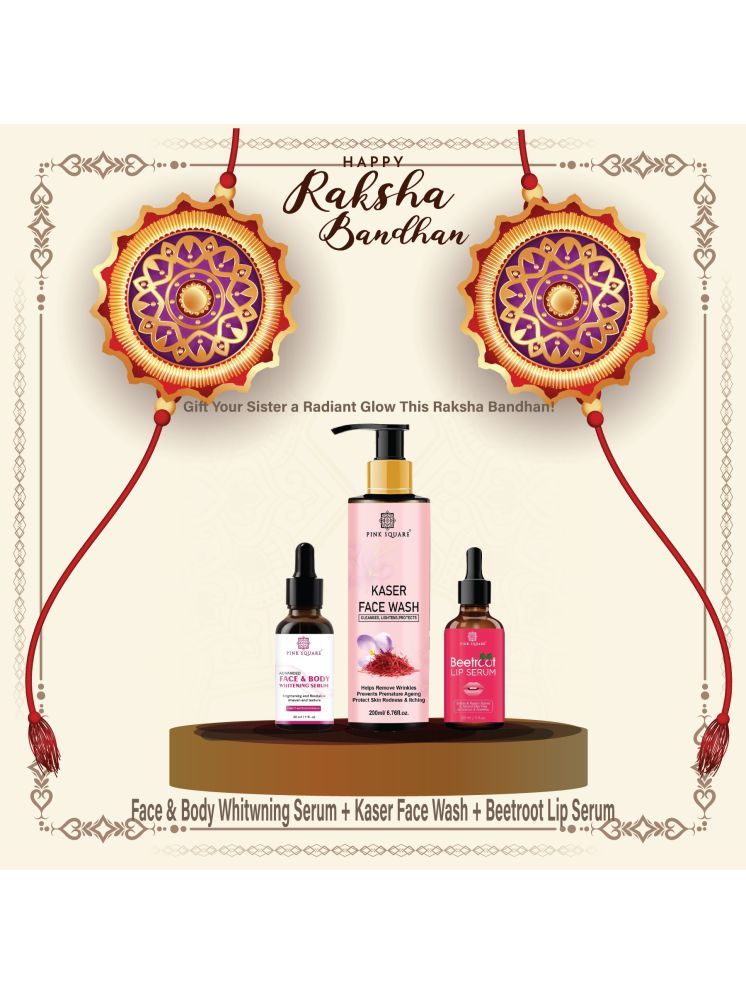     			Face and Body Whitening Serum 30ml, Kaser Face Wash 200ml & Beetroot Lip Serum for Soft Lips 30ml - Combo of 3