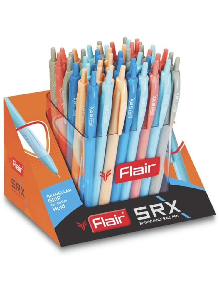     			Flair Srx Retractable Ball Pen Stand Tip Size 0.7 Mm Blue Ink, Stand Set Of 50 Pens