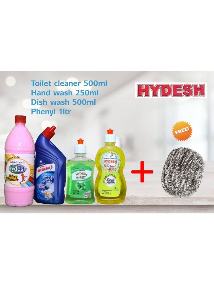     			Hydesh Combo set of Phenyl, Toilet Cleaner, Hand Wash & Dish Wash