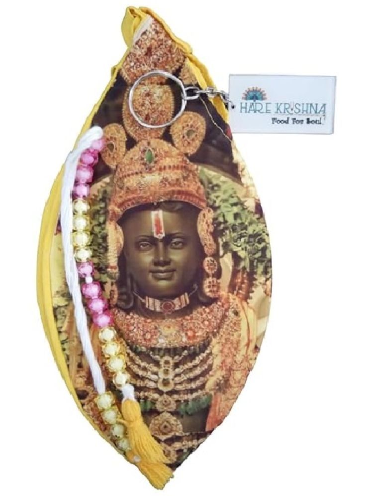     			Hare Krishna Food For Soul Iskcon Jholi | Ram Lalla Printed Face Bag | Jaap Mala Japa Mala Bag/Gaumukhi 1 ( Pack of 1 )