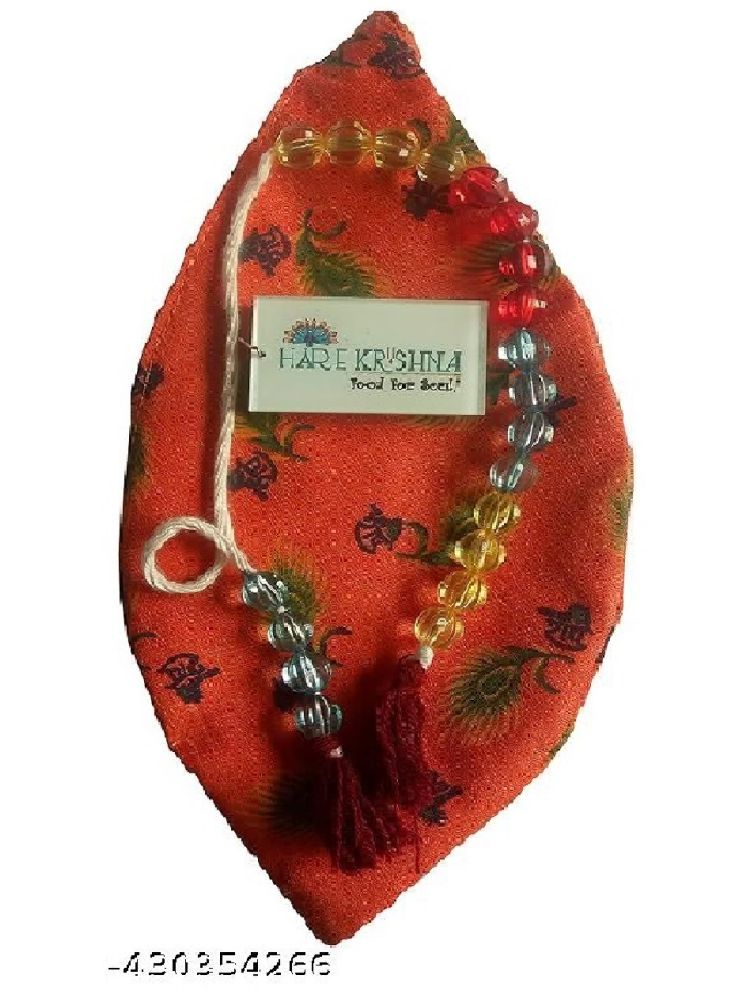     			Hare Krishna food for Soul Radhe Name Printed Red Jholi | Soft Bead Bag Japa Mala Bag/Gaumukhi 1 ( Pack of 1 )