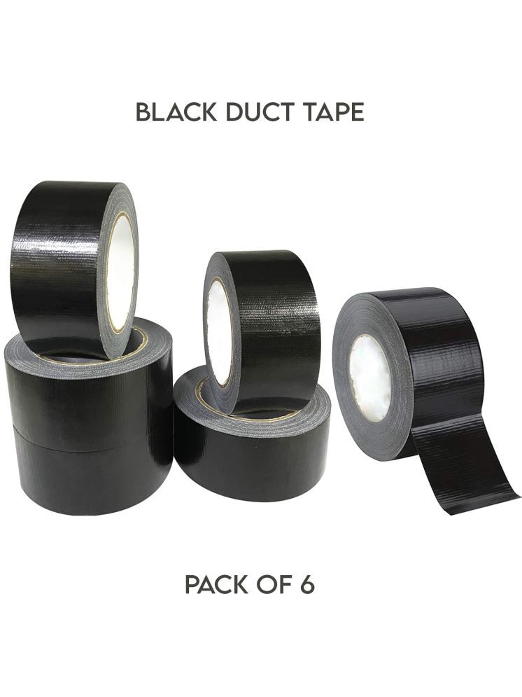     			LXMI Heavy Duty Black Duct Tape - 6 Roll Multi Pack Industrial Lot – 50 m x 2 in Black Single Sided Duct Tape ( Pack of 6 )