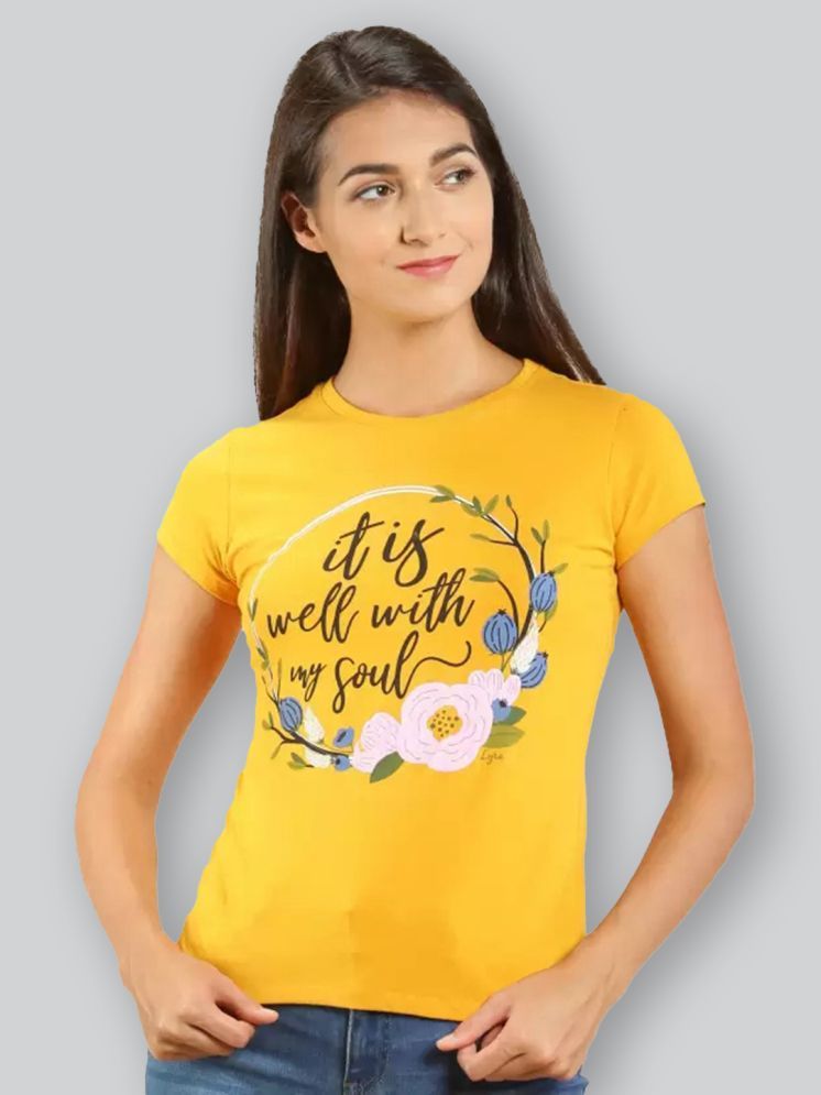     			LYRA Yellow Cotton Regular Fit Women's T-Shirt ( Pack of 1 )