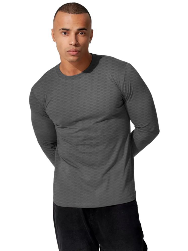     			Leotude Cotton Blend Regular Fit Self Design Full Sleeves Men's T-Shirt - Grey ( Pack of 1 )