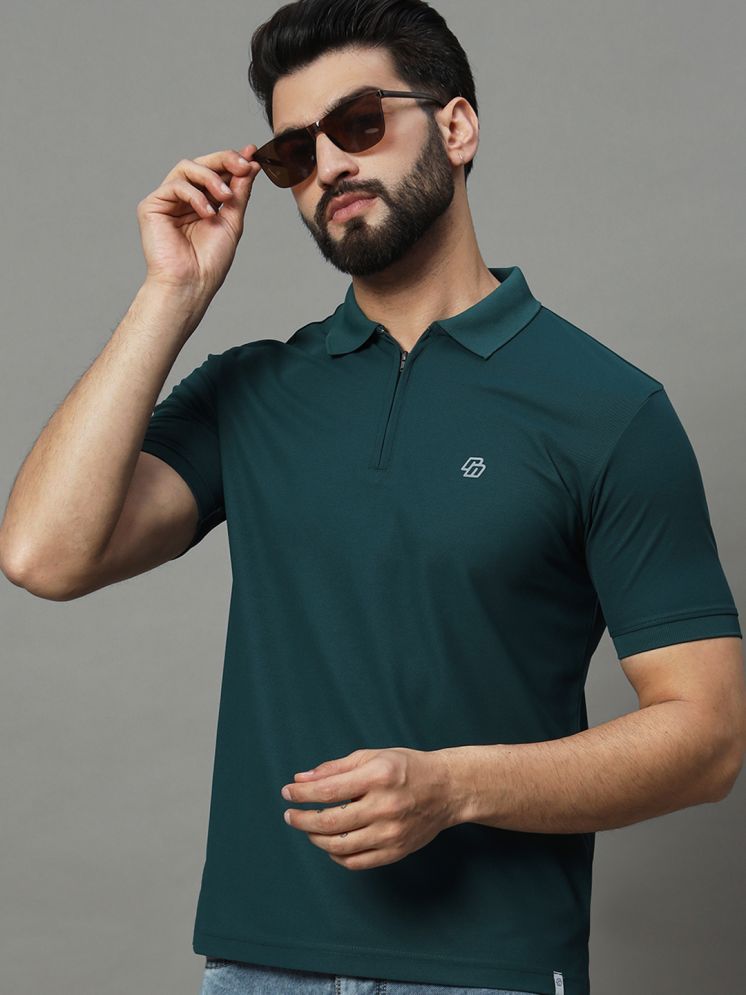     			Nuovo Cotton Blend Regular Fit Solid Half Sleeves Men's Polo T Shirt - Green ( Pack of 1 )