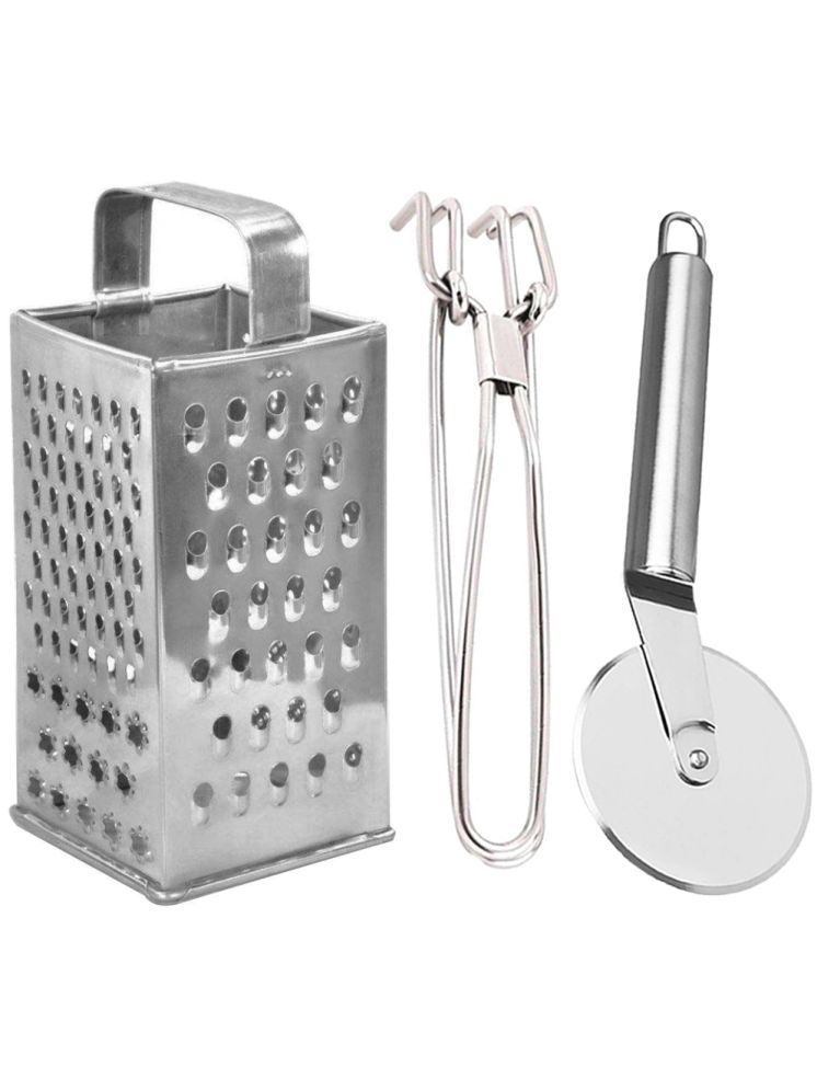     			OC9 Silver Stainless Steel 8 in 1 Grater+Pakkad+Pizza Cutter ( Set of 3 )