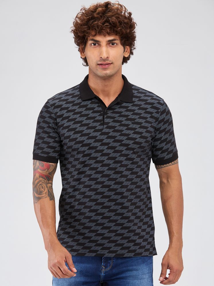     			Park Avenue Cotton Blend Slim Fit Printed Half Sleeves Men's Polo T Shirt - Black ( Pack of 1 )