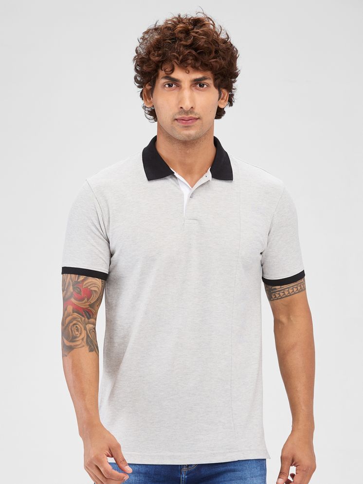     			Park Avenue Cotton Blend Slim Fit Solid Half Sleeves Men's Polo T Shirt - Grey ( Pack of 1 )