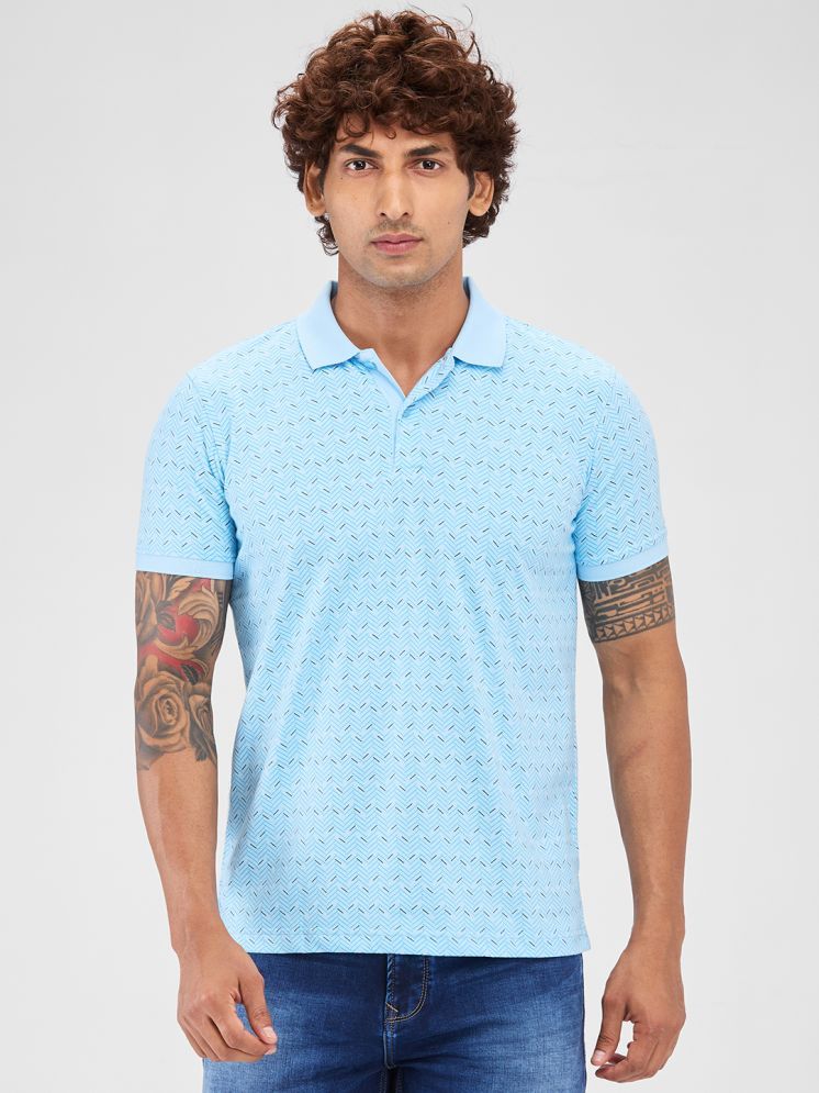     			Park Avenue Cotton Blend Slim Fit Printed Half Sleeves Men's Polo T Shirt - Blue ( Pack of 1 )