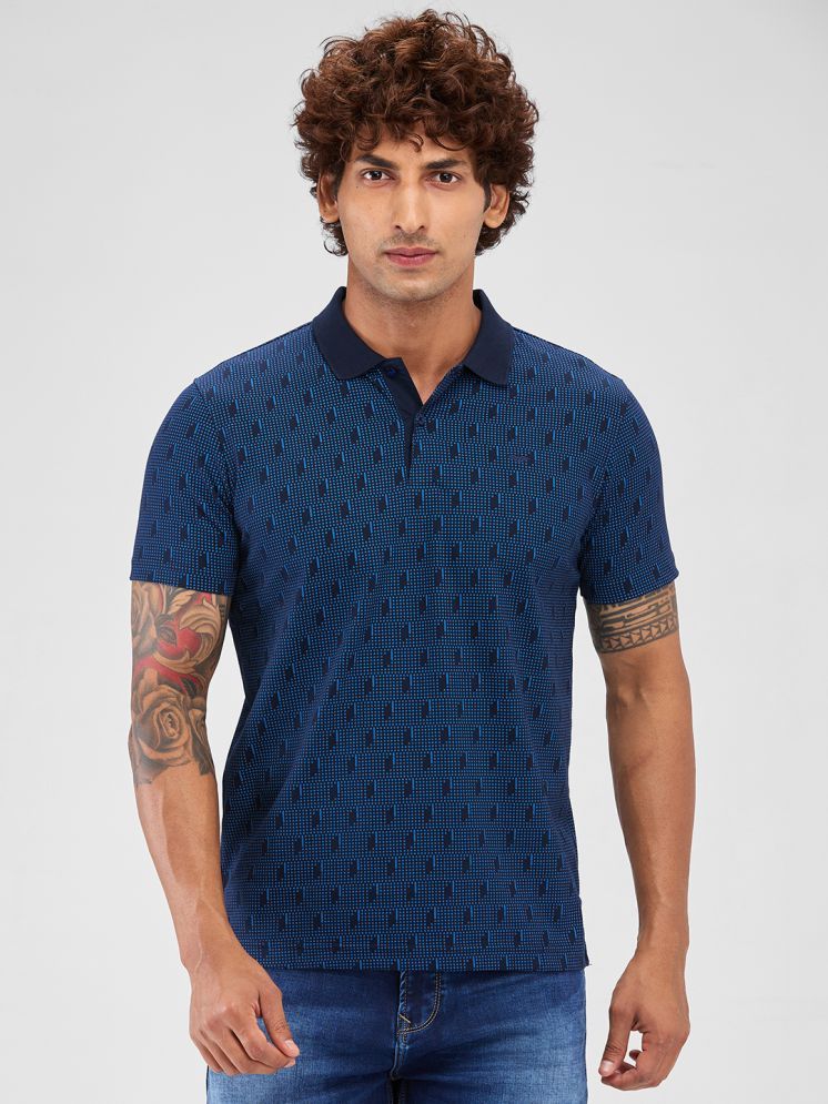     			Park Avenue Cotton Blend Slim Fit Printed Half Sleeves Men's Polo T Shirt - Blue ( Pack of 1 )