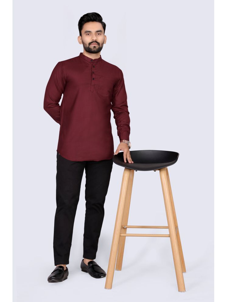     			S.K. CASUAL Maroon Cotton Men's Regular Kurta ( Pack of 1 )