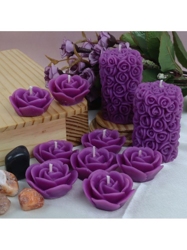     			Shraddha Creation Purple Floral Floating Candle 7 cm ( Pack of 10 )