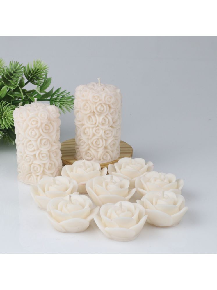     			Shraddha Creation White Vanilla Pillar Candle 7 cm ( Pack of 10 )