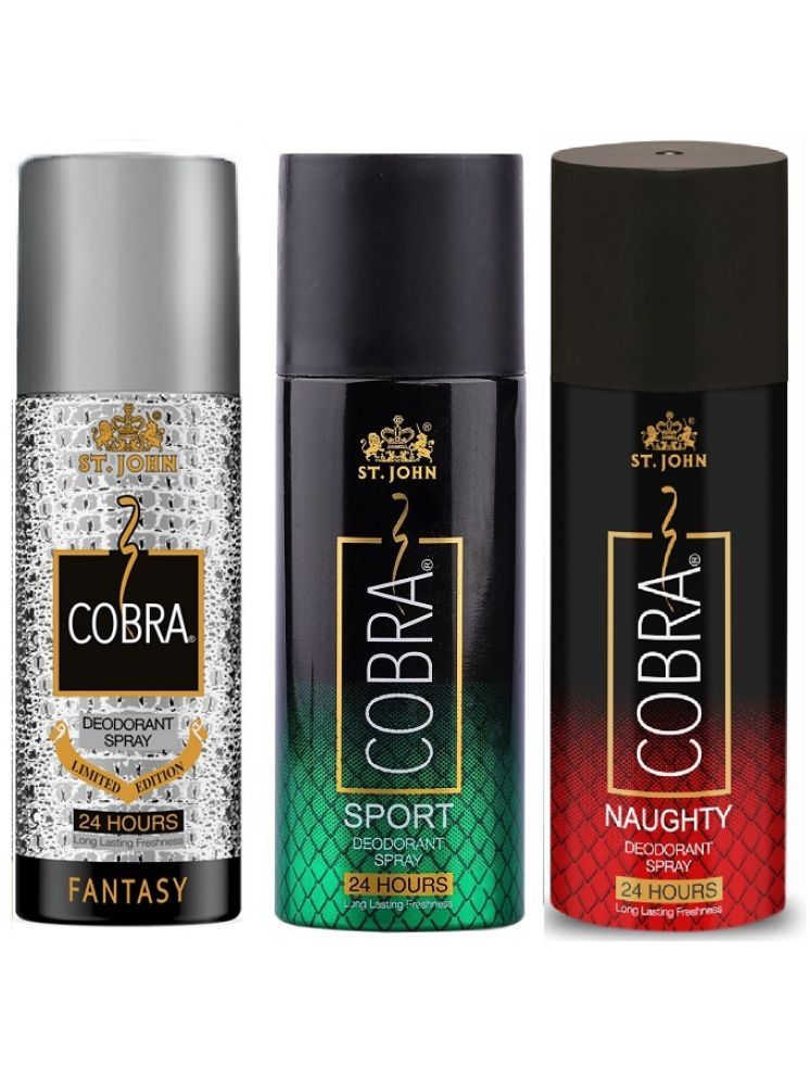     			St. John Cobra Fantasy,Sport, Naughty 150ml Each Deodorant Spray for Men 150 ml ( Pack of 3 )