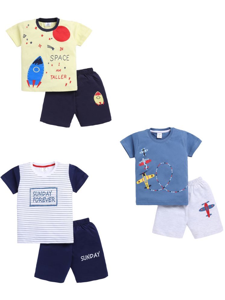     			Todd N Teen Multicolor Cotton Baby Boy T-Shirt & Shorts ( Pack of 3 )