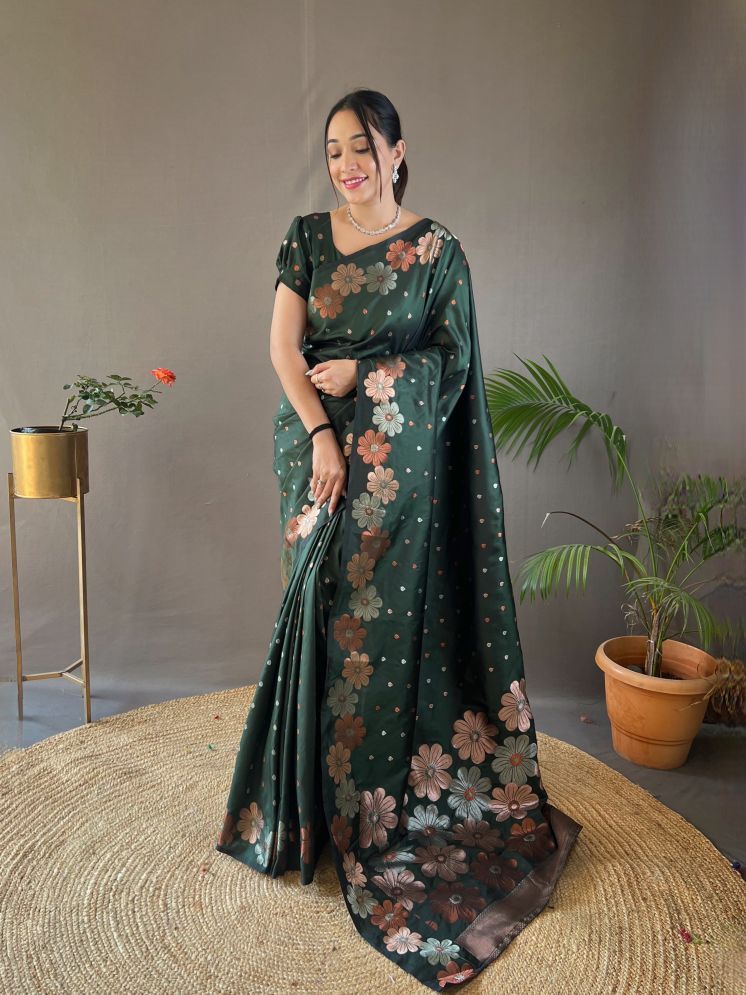     			fab woven Art Silk Woven Saree With Blouse Piece - Green ( Pack of 1 )