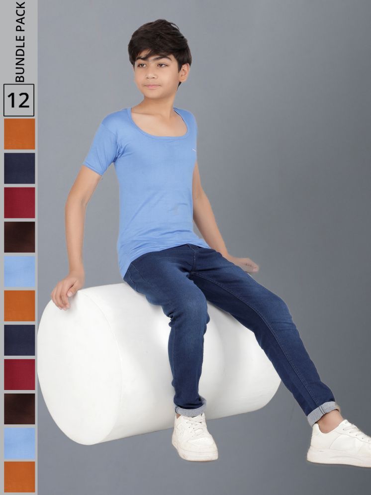     			Pack of 12 Dollar Cotton Solid Boys Vest ( Multi Color ) MLHVE-02-K-AST-PO12