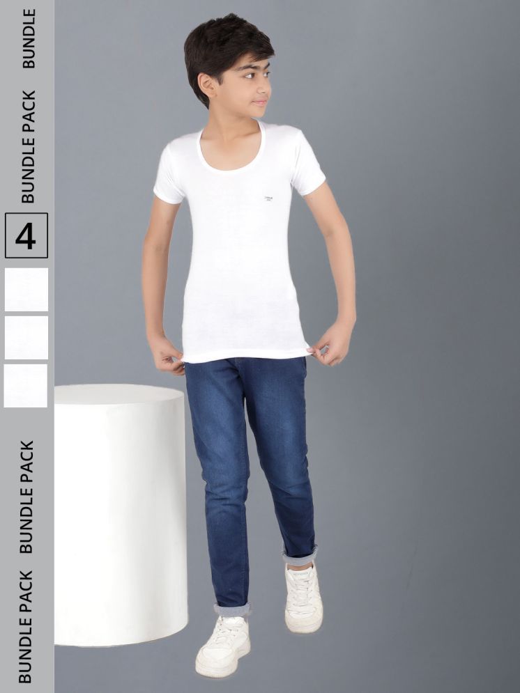     			Pack of 4 Dollar Cotton Solid Boys Vest ( White ) MLHVE-02-K-WHT-PO4