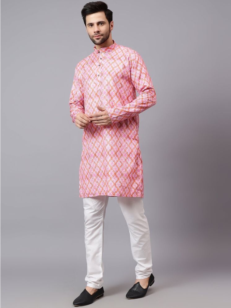     			FIREFISH Peach Rayon Regular Fit Men's Kurta Pyjama Set ( Pack of 1 )