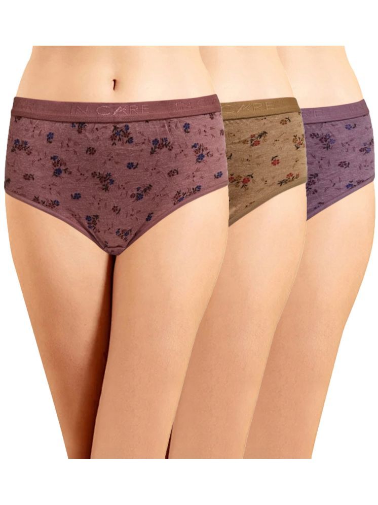     			IN CARE LINGERIE Pack of 3 Cotton Printed Women's Briefs ( Multicolor ) ICOE-013