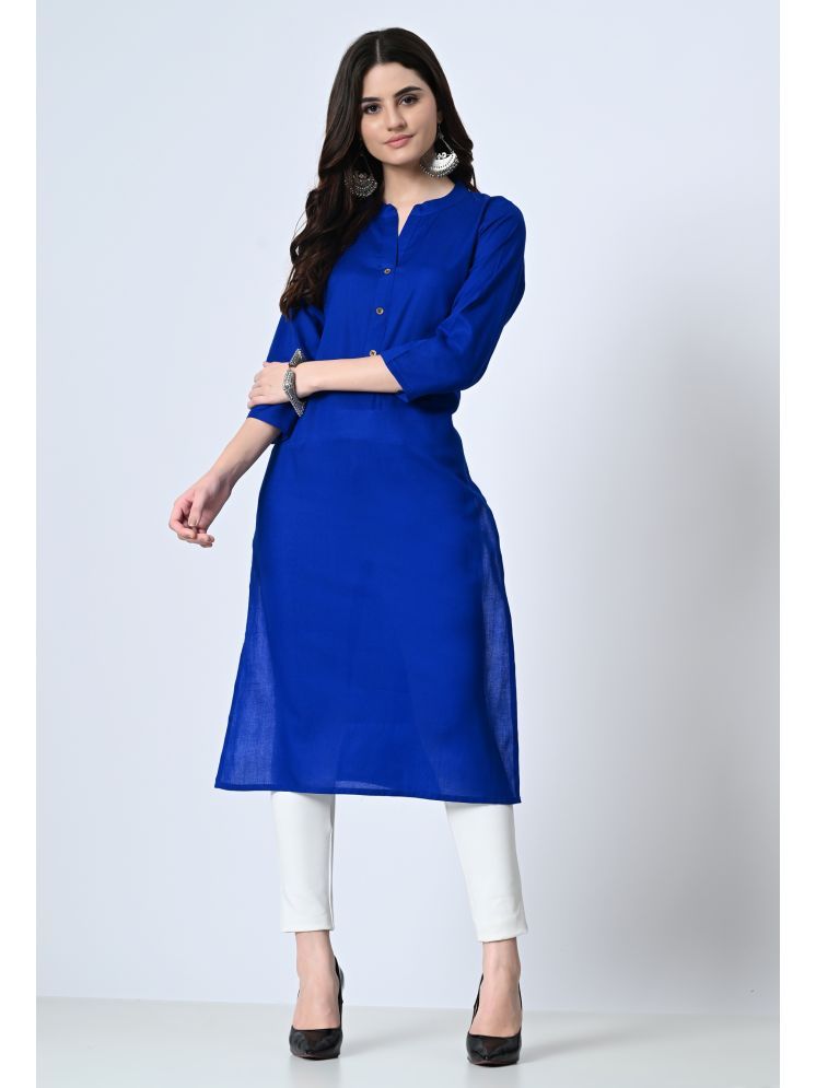     			MAURYA Cotton Blend Solid Straight Women's Kurti - Navy Blue ( Pack of 1 )