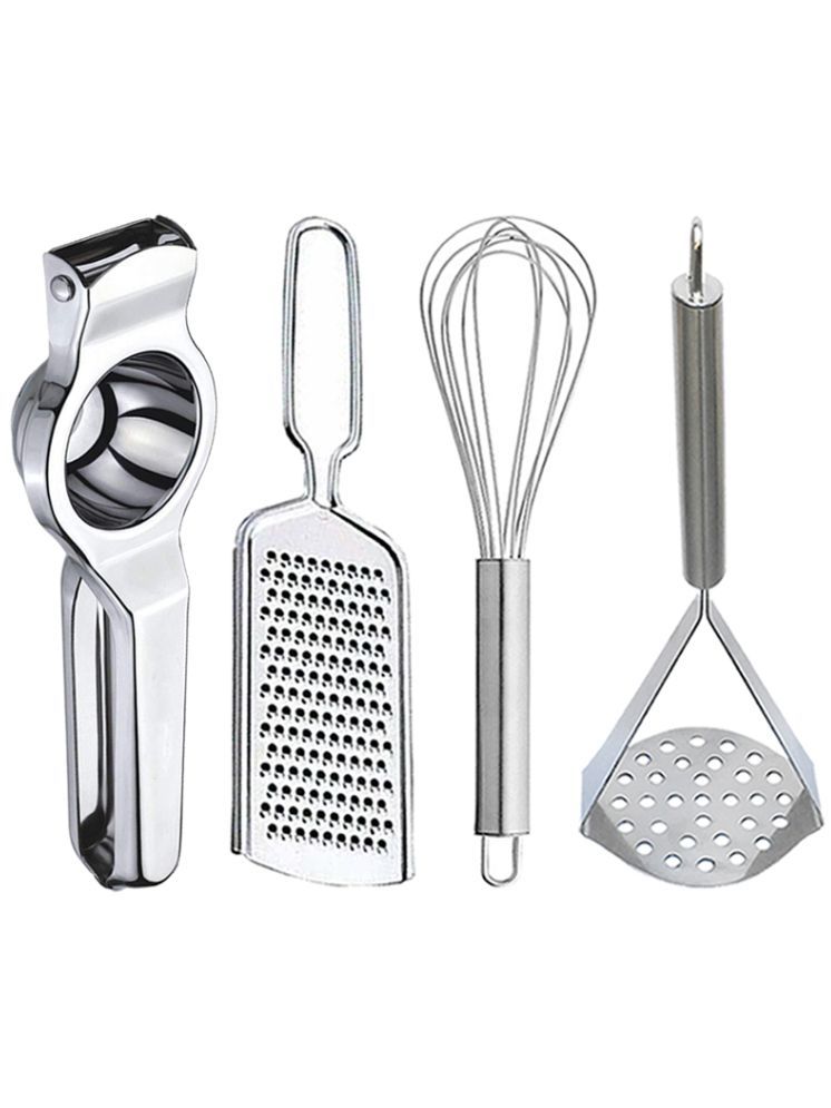     			OC9 Silver Stainless Steel Lemon+Grater+Whisk+Masher ( Set of 4 )