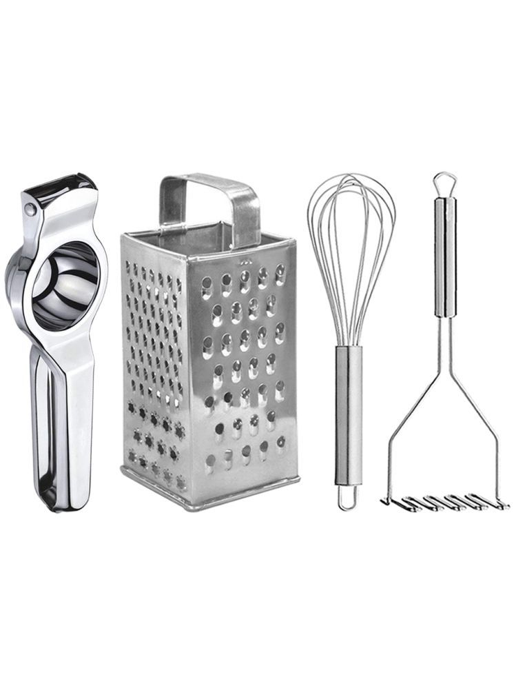     			OC9 Silver Stainless Steel Lemon+Grater+Whisk+Masher ( Set of 4 )