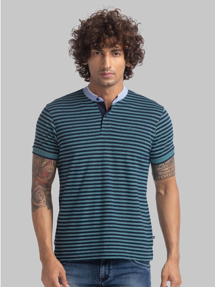     			Parx Cotton Regular Fit Striped Half Sleeves Men's T-Shirt - Green ( Pack of 1 )